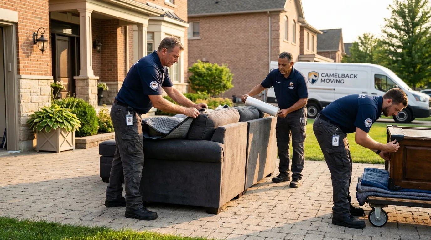 Large estate moving crew wrapping furniture in Ringwood, NJ