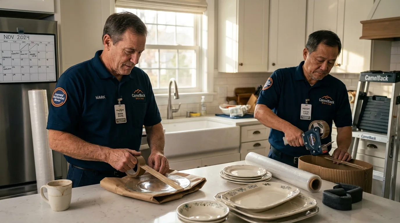Professional crew packing kitchen dishware in Ringwood, NJ